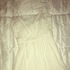White lace cutout dress